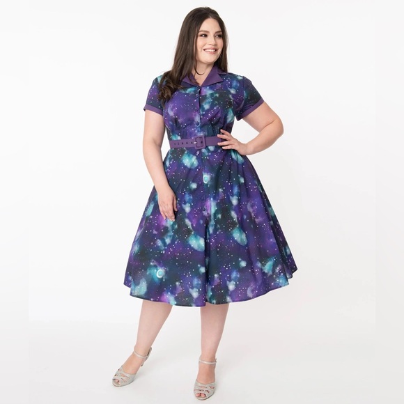 Unique Vintage Dresses & Skirts - Unique Vintage Alexis Galaxy Print Swing Dress NWT